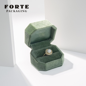 FORTE Velvet Octogonal Engage ring box Collection de bijoux Vintage Blue Vert foncé Vert menthe Marine petite boîte à bagues - Product Image 5