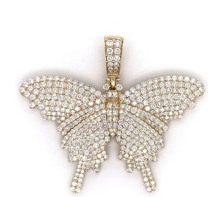 Pendentif en diamant Moissanite de forme ronde blanche en argent Sterling pendentif papillon personnalisé cadeaux pour elle - Product Image 2