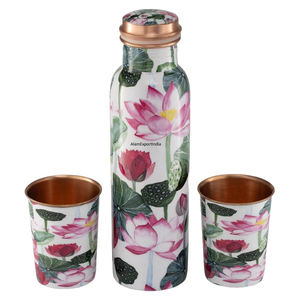 Producto más vendido Botella de agua potable de cobre puro Esmalte Diseño impreso Tamaño personalizado Salud consciente en el gimnasio Escuela de yoga - Product Image 4