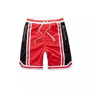 Último diseño Panel trabajo malla 100% poliéster transpirable arroz agujeros estilo cremallera bolsillos parte inferior Flexible deportes baloncesto pantalones cortos - Product Image 1