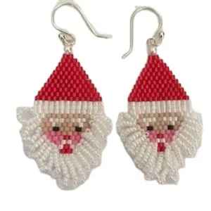 Boucles d'oreilles créoles tendance brodées à la main en perles de rocaille personnalisables de haute qualité, entièrement brodées - Product Image 3