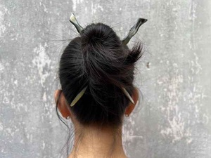 ปิ่นปักผมรูปเขาควายขัดเงาสำหรับผู้หญิงทำจากเขาวัวอุปกรณ์เสริมจากธรรมชาติ - Product Image 6