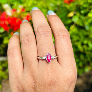 Anillo DE BODA personalizado con forma de marquesa, Diamante americano rubí, piedra única, diseño de fábrica, bonito regalo de fiesta de San Valentín - Product Image 4