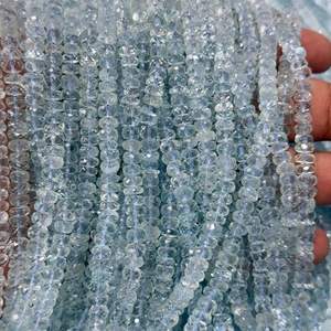 Perles de qualité supérieure en aquamarine naturelle, facettées, de 4 à 7 mm, en forme de rondelle, pour la fabrication de bijoux - Product Image 2