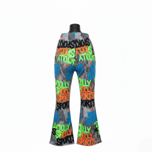 Pantalones acampanados para mujer, tejido de punto de poliéster y elastano de alta calidad, 240 GSM, transpirable, estampado por sublimación colorido, pantalones para mujer - Product Image 6