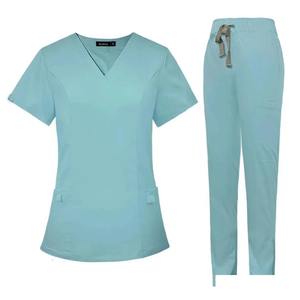 Uniforme de Hospital de Algodón Suave de Buena Calidad al por Mayor, Estilo Cuello en V - Product Image 1