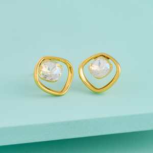 Trendy 192735 Religious <b>Stud</b> Hoop <b>Earrings</b> Geometric Bezel Setting with Pearl for Parties Made From Stainless Steel Zinc Alloy - Product Image 1