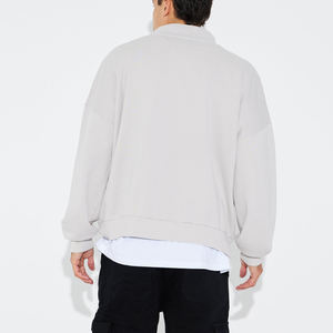 Sudaderas con cremallera de cuarto de algodón pesado Oversize Boxy Fit Drop Shoulder 1/4 Zip Rib Knit Pullover - Product Image 6
