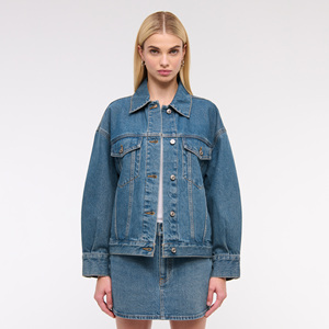 แจ็กเก็ตยีนส์ผู้หญิงแจ็กเก็ตยีนส์แบบลำลองสีพื้นมีกระดุมปิด - Product Image 2