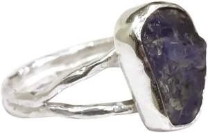 Bague pour femme en Tanzanite naturelle, pierre de naissance de décembre, martelée, cadeau de Noël, bijoux faits à la main, bague en argent sterling 925 - Product Image 4