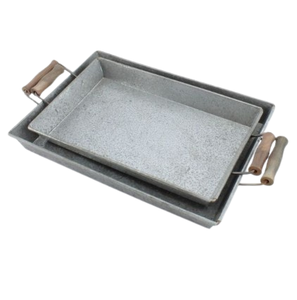 Suministros de cocina para el hogar Bandeja de servicio de metal galvanizado de forma redondeada para hoteles Restaurantes y utensilios de cocina para servir - Product Image 3