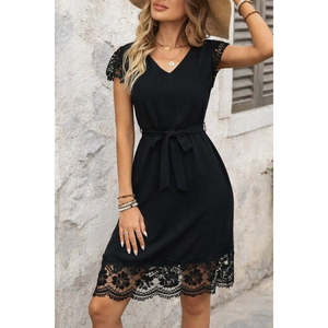 Vestido Mini Aerobin de Manga Corta con Cuello en V y Detalle de Encaje para Mujer de Jane's, Elegante y Casual para Usar de Día y de Noche - Product Image 4