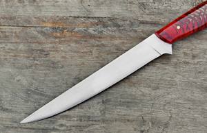 Couteau de chef à filet fait main avec manche en pomme de pin en résine rouge lame en acier inoxydable couteau à filet de cuisine - Product Image 6