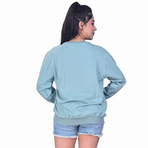 2025 femmes vert col rond sweat coton polaire Logo personnalisé avec manches longues surdimensionné extérieur Streetwear mode vêtements - Product Image 3