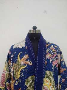 Boho & Hippie vêtements d'hiver pour femmes veste Kantha à manches longues imprimée à la main - Product Image 4