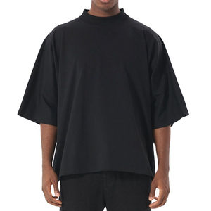Ropa exterior para hombre, camisetas de algodón de verano, Camiseta holgada de gran tamaño, camisetas de hombre con serigrafía personalizada de Color sólido - Product Image 5
