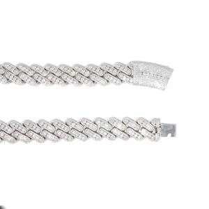 Hip Hop Jewelry Solid 925 Sterling <b>Silver</b> VVS1 2 Rows Moissanite Diamond Iced Out Cuban Link <b>Chain</b> <b>Necklace</b> - Product Image 2