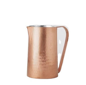 Pichet à eau résistant à la chaleur Pot à eau de glace en métal Matériau en cuivre pur de haute qualité Hammred Design Pichet à eau froide - Product Image 1
