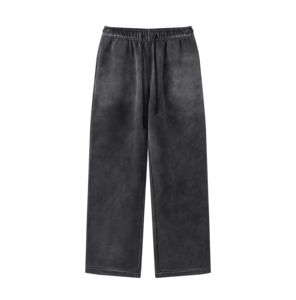 Custom Heavyweight 100% algodón sudaderas de alta calidad Jogger pantalones sueltos apilados de pierna ancha - Product Image 6