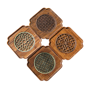 Ensemble personnalisé de 4 sous-verres en bois d'acacia naturel pour verres à boire Sous-verres en bois pour boissons - Product Image 6