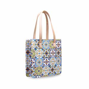 Bolso de hombro de estilo casual para mujer con forro de cuero genuino, cubierta de cremallera a prueba de agua de poliéster, cierre de dos asas/correas - Product Image 2