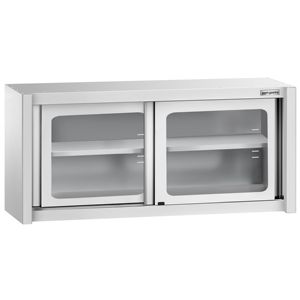 Armoire murale en acier inoxydable pour usage commercial / Armoire de cuisine - 1400x400x650mm - avec portes coulissantes en verre - Product Image 3