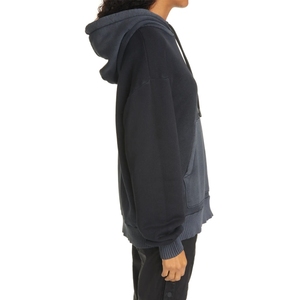 Sweat à capuche oversize pour femme à manches longues, en polaire polyester/coton, couleur unie, délavé à l'acide et au sel, avec logo personnalisé, décontracté et durable - Product Image 2