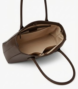 Dark Brown Smooth Leather Vintage Lady <b>Tote</b> <b>Bag</b> Women Minimalist Large Shoulder Purse Work Handbag Two Straps Designer Spacious - Product Image 2