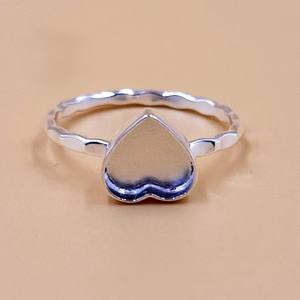 Bonne qualité coeur forme lunette tasse anneau 925 en argent Sterling martelé bande blanc anneau réglage bijoux à bricoler soi-même fournitures en gros JGJ - Product Image 1