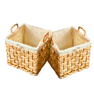 CESTA cuadrada hecha a mano de jacinto de agua de ratán con 2 asas Vietnam hecha a mano con forro - Product Image 1