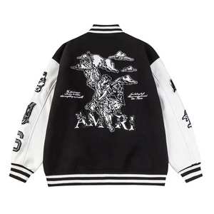 OEM en blanco logotipo personalizado mangas de cuero bordado Varsity chaqueta de los hombres de béisbol chaqueta de los hombres con su propio logotipo - Product Image 2