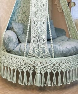 100% hecho a mano macramé colgante columpio interior al aire libre estilo bohemio macramé tejido a mano grande colgante hamaca silla columpio - Product Image 4