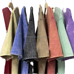 100% Cotton High GSM Short Sleeve Summer T-<b>Shirt</b> <b>Men's</b> Distressed Acid Wash Streetwear Tee with Custom Logo Puffs DTG Print - Product Image 1