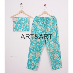 Conjunto de Pijama largo con hermoso patrón floral para mujer, algodón indio para Bodas de otoño y fiestas nupciales para verano y primavera - Product Image 2