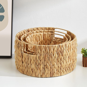 Set of 3 Hand Woven Water Hyacinth Storage Bins Injection Technics Rectangle & Square <b>Hamper</b> for Toys & <b>Laundry</b> Organization - Product Image 3