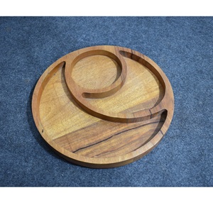 Bandeja de dulces de madera de nogal macizo, caja de frutas secas apilable pulida decorativa hecha a mano, placa de tuerca, diseño moderno respetuoso con el medio ambiente - Product Image 1