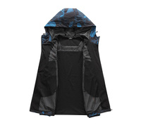 Veste de sport légère à capuche coupe-vent pour homme, imprimé géométrique, fermeture éclair frontale, pour le printemps et les activités de plein air