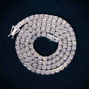 Chaîne à maillons cubains Hip Hop glacée coupe ronde Moissanite diamant chaîne de corps de mode toutes les tailles chaîne en argent 925 - Product Image 3