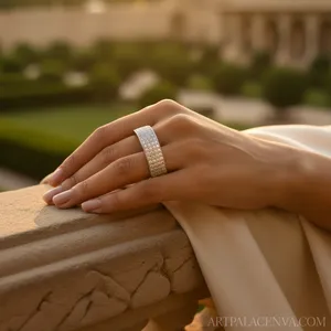 Bague éternelle plaquée or massif 18 carats de luxe, micro-pavée de cristaux et strass, bijoux de mariage unisexe - Product Image 3