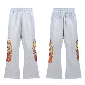 Pantalon de survêtement personnalisé de haute qualité en tissu 100% coton coupe-vent avec broderie abîmée pour hommes - Product Image 6