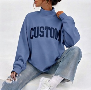 Suéter Oversize de Cuello Alto para Mujer con Gráfico Personalizado de Mercado de Agricultores, Ajuste Relajado, Estilo Urbano de Boutique, Proveedor Mayorista - Product Image 1