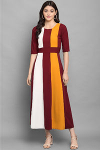 Robe lourde importée pour femmes avec une coupe régulière entièrement extensible et une robe évasée - Product Image 4