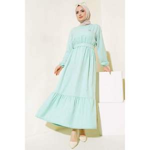 Vestido de lino en capas con cinturón Mint - Product Image 4