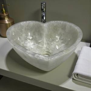 Évier en quartz blanc fait à la main, lavabo décoratif pour salle de bain, pour hôtel et restaurant - Product Image 1