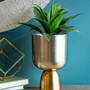 Jardinière en or antique et brillant du fabricant indien en acier doux de marque pour le jardinage Finition enduite de poudre pour usage domestique - Product Image 1