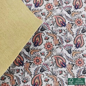 Motif imprimé paisley sur tissu en liège blanc Kahn Satin-fabrics Impression personnalisée sur tissu Service d'impression sur satin - Product Image 2