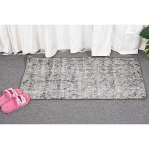 Alfombra de lana turca moderna Vintage de 1,5x2,9 pies, tejido plano de retazos gris y azul para decoraciones de sala de estar, respaldo de látex para pasillo - Product Image 4