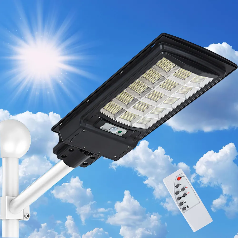 2023 100W 120W 150W 300W 400W 600W 1000W aluminio todo en uno LED integrado impermeable al aire libre Luz de calle solar con poste