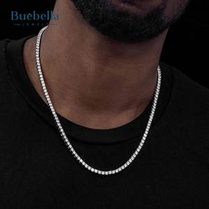 Collier à chaîne de tennis Moissanite Hiphop de 3mm en argent 925 et plaqué or 14 carats pour hommes Offre Spéciale - Product Image 1