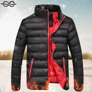 Veste d'hiver décontractée pour hommes avec col montant manches longues poches de manteau chaud coupe-vent léger à fermeture éclair-Noir - Product Image 6